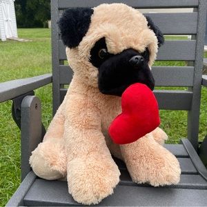 Pug Plush With Heart Aurora Large 16”